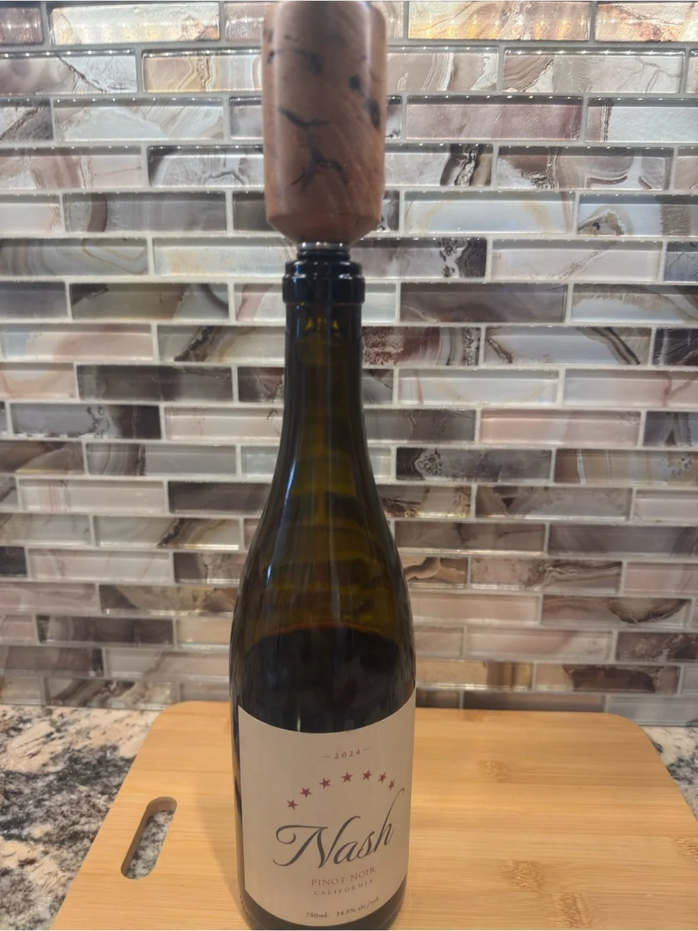 Custom Made Wine Stopper Splata Pecan Wood NWT